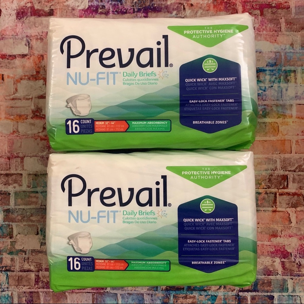 Prevail Nu-Fit Adult Diapers with Tabs 16 counts x 2